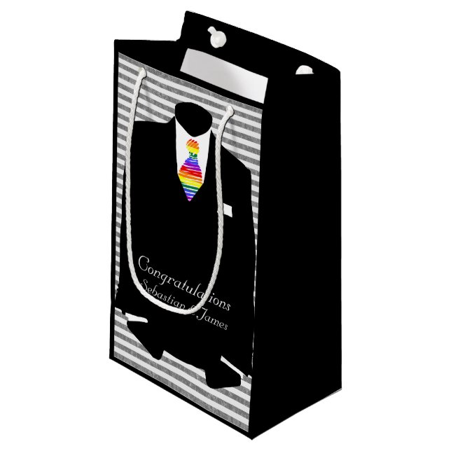 Grooms Wedding Congratulations Personalized Small Gift Bag (Front Angled)