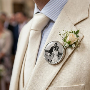 Groom's Wedding Memorial Add Your Photo Lapel Pin