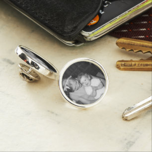 Groom's Wedding Memorial Photo Planet Jill Round Lapel Pin