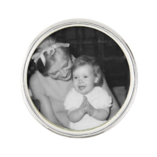 Groom's Wedding Memorial Photo Planet Jill Round Lapel Pin