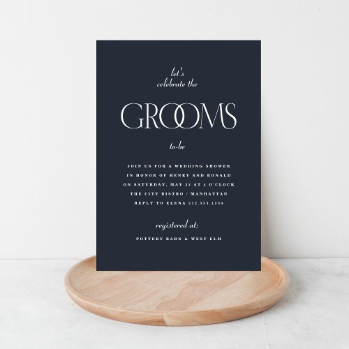 Grooms Wedding Shower Modern Blue Invitation