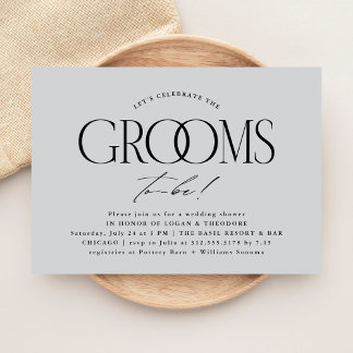 Grooms Wedding Shower Modern Typography Invitation