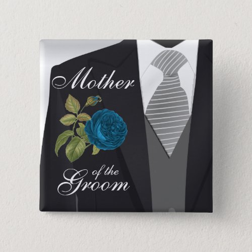 Grooms Wedding Suit Bridal Party _ Teal Pinback Button
