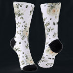 Grooms White Wedding Floral Bouquet Pattern Socks<br><div class="desc">Perfect sock for the groom with this lovely,  traditional white wedding floral bouquet.  Coordinates with tie and cuff links.</div>