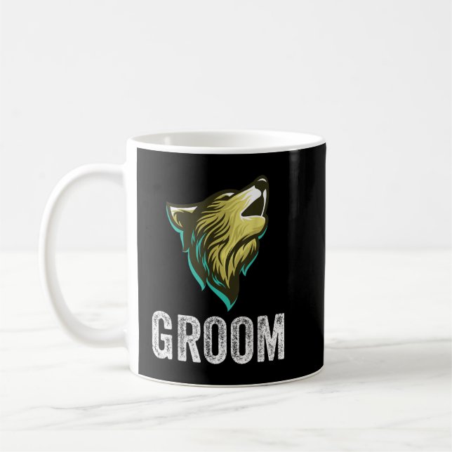 Grooms Wolf Bachelor Wedding Groomsmen Team Party  Coffee Mug (Left)