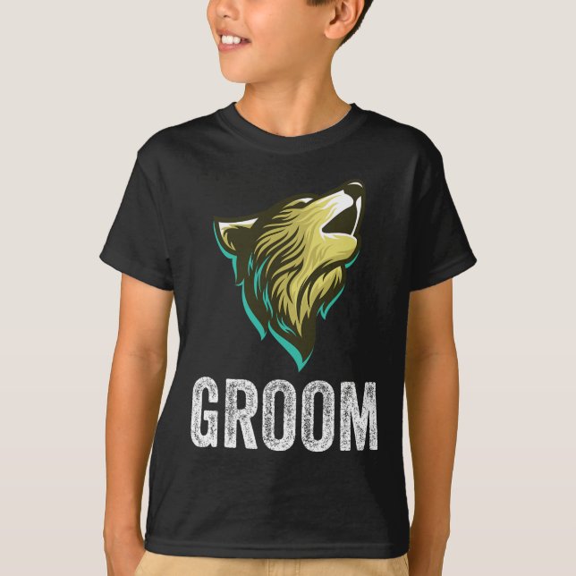 Grooms Wolf Bachelor Wedding Groomsmen Team Party  T-Shirt (Front)
