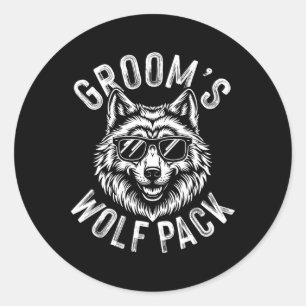 Groom's Wolf Pack Groomsmen Bachelor Party Groom T Classic Round Sticker