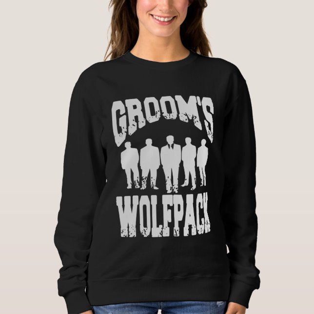Groom's Wolfpack Retro  Bachelor Party  Present Sweatshirt (Front)