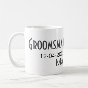 Groomsman add name date year gray collar bow text coffee mug