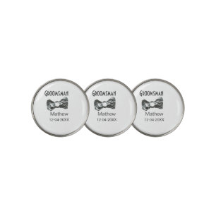 Groomsman add name date year gray collar bow text golf ball marker