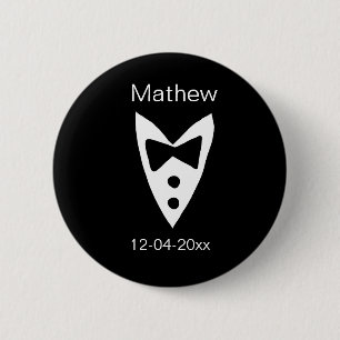 groomsman add name year black bow shirt tie tuxedo button