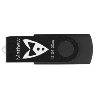 groomsman add name year black bow shirt tie tuxedo flash drive