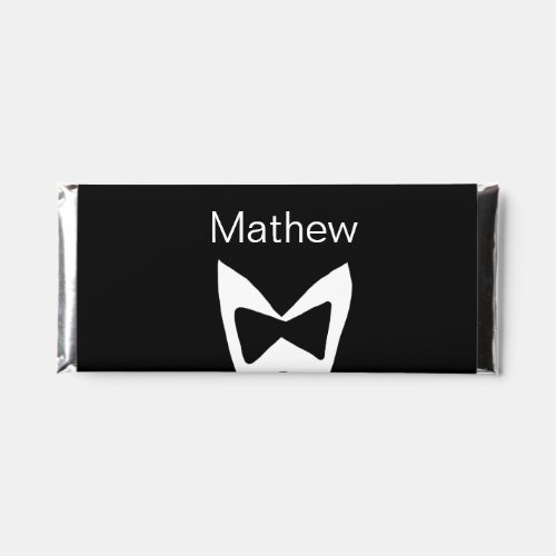 groomsman add name year black bow shirt tie tuxedo hershey bar favors