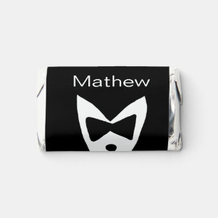 groomsman add name year black bow shirt tie tuxedo hershey's miniatures
