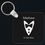 groomsman add name year black bow shirt tie tuxedo keychain<br><div class="desc">design</div>