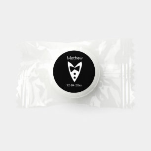 groomsman add name year black bow shirt tie tuxedo life saver® mints