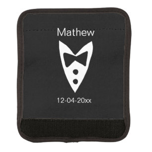groomsman add name year black bow shirt tie tuxedo luggage handle wrap