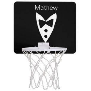 groomsman add name year black bow shirt tie tuxedo mini basketball hoop