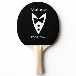 groomsman add name year black bow shirt tie tuxedo ping pong paddle