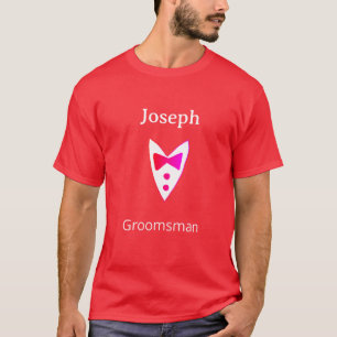 groomsman add name year red bow shirt tie tuxedo