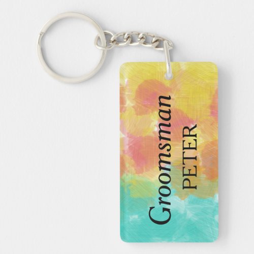 Groomsman Artsy Watercolor Keychain