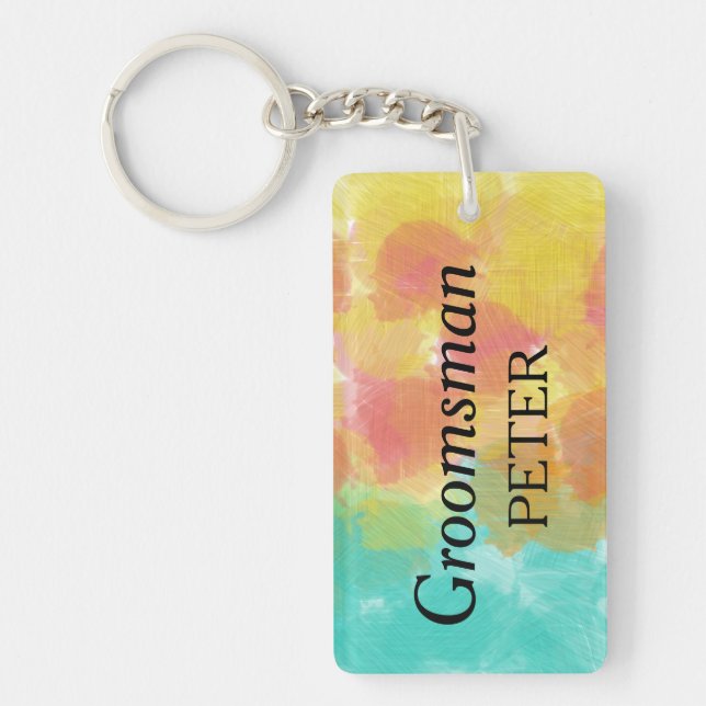 Groomsman Artsy Watercolor Keychain (Front)