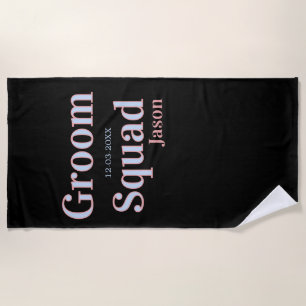 groomsman bachelor party add name modern black beach towel
