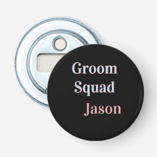 groomsman bachelor party add name modern black bottle opener