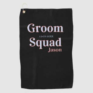 groomsman bachelor party add name modern black golf towel