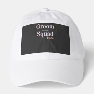 groomsman bachelor party add name modern black hat