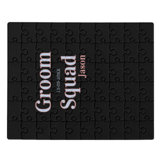groomsman bachelor party add name modern black jigsaw puzzle