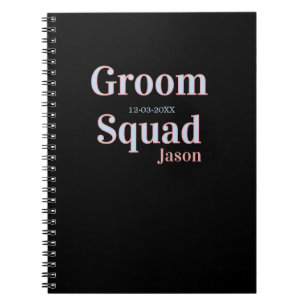 groomsman bachelor party add name modern black notebook