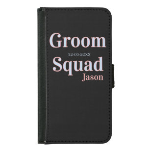 groomsman bachelor party add name modern black samsung galaxy s5 wallet case