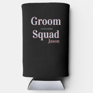 groomsman bachelor party add name modern black seltzer can cooler