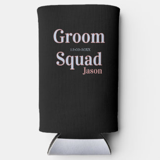 groomsman bachelor party add name modern black seltzer can cooler