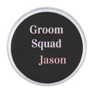 groomsman bachelor party add name modern black silver finish lapel pin