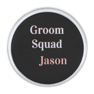 groomsman bachelor party add name modern black silver finish lapel pin