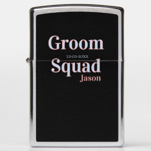groomsman bachelor party add name modern black zippo lighter