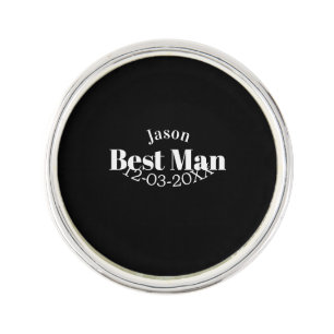 groomsman bachelor party best man black white date lapel pin