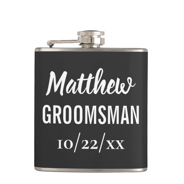 Groomsman Bachelor Party Elegant Wedding Favor Flask (Front)