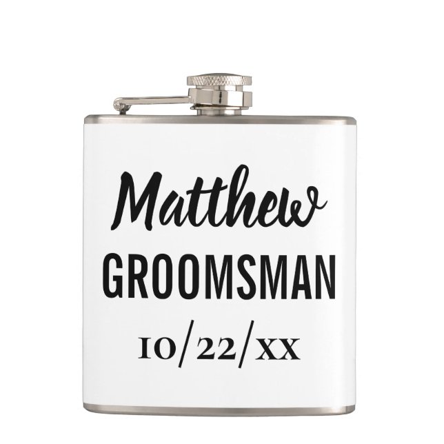 Groomsman Bachelor Party Elegant Wedding Favor Flask (Front)