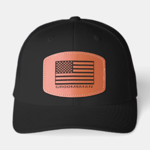 'Groomsman' Bachelor Party Wedding Weekend Gift Leather Patch Hat