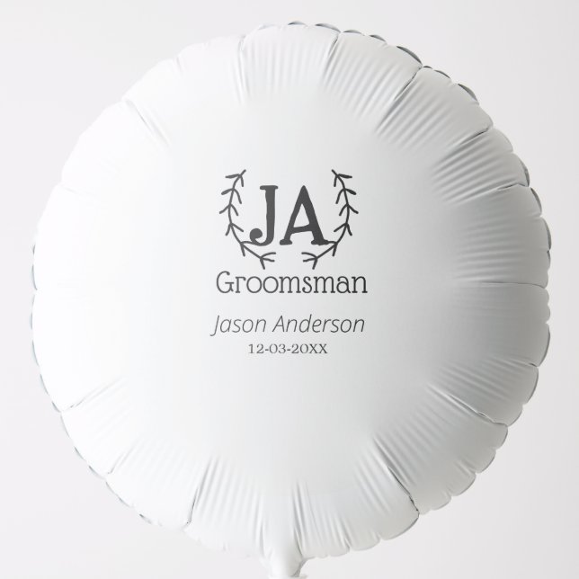 groomsman bachelorette party add name modern simpl balloon (Front)