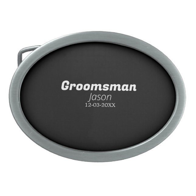 groomsman bachelorette party add name modern simpl belt buckle (Front)