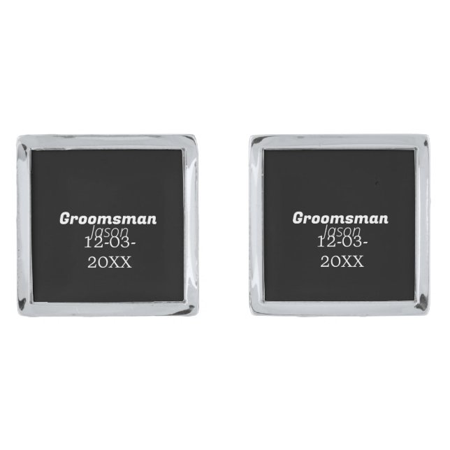 groomsman bachelorette party add name modern simpl cufflinks (Front)