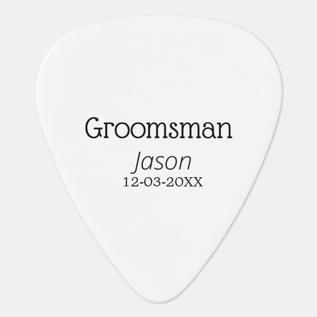 groomsman bachelorette party add name modern simpl guitar pick (Front)