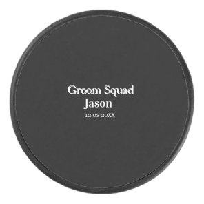 groomsman bachelorette party add name modern simpl hockey puck