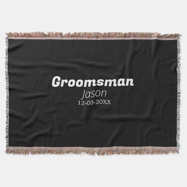 groomsman bachelorette party add name modern simpl throw blanket (Front)