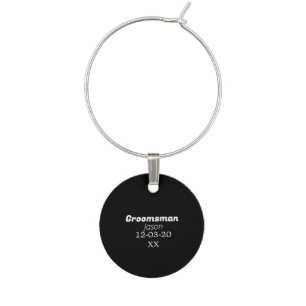 groomsman bachelorette party add name modern simpl wine charm