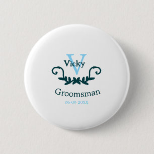 groomsman bachelorette party blue vintage classic  button